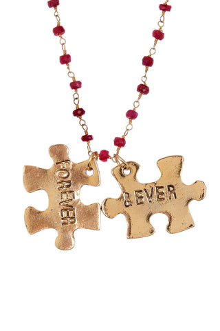 'Forever & Ever' Ruby Puzzle Piece Necklace