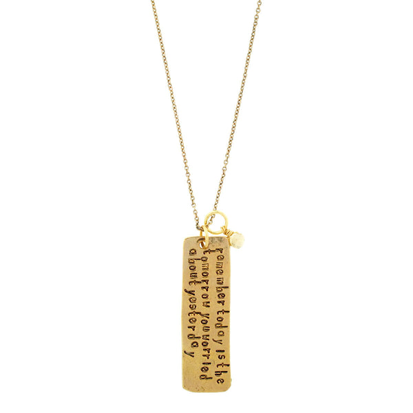 'Remember Today Is The Tomorrow You Worried About Yesterday" Rutilated Quartz Necklace