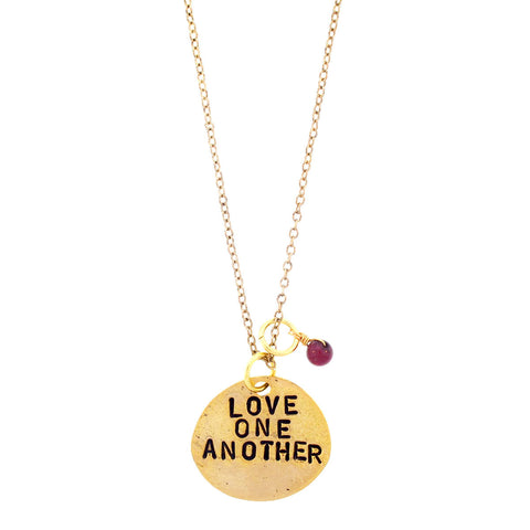 'Love One Another' Garnet Necklace