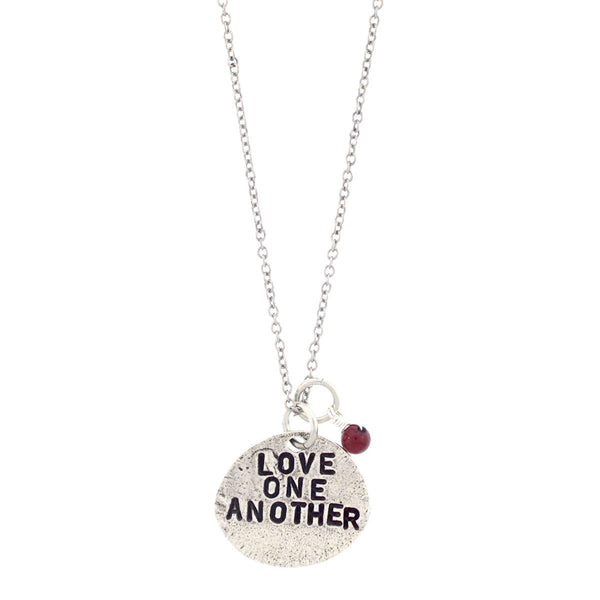 'Love One Another' Garnet Necklace