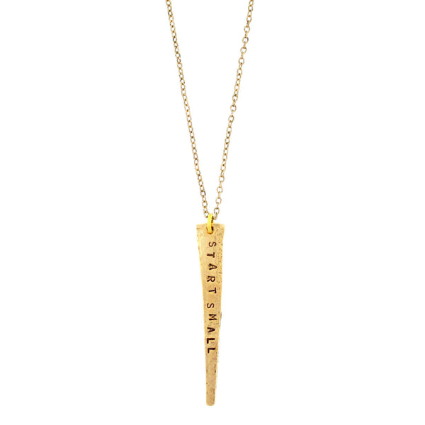 'Dream Big/Start Small' Double-Sided Nail-Shaped Necklace