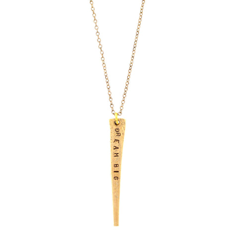 'Dream Big/Start Small' Double-Sided Nail-Shaped Necklace