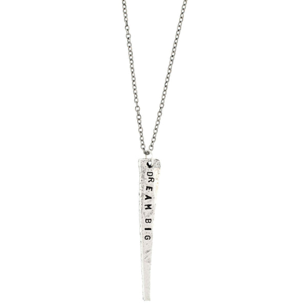 'Dream Big/Start Small' Double-Sided Nail-Shaped Necklace