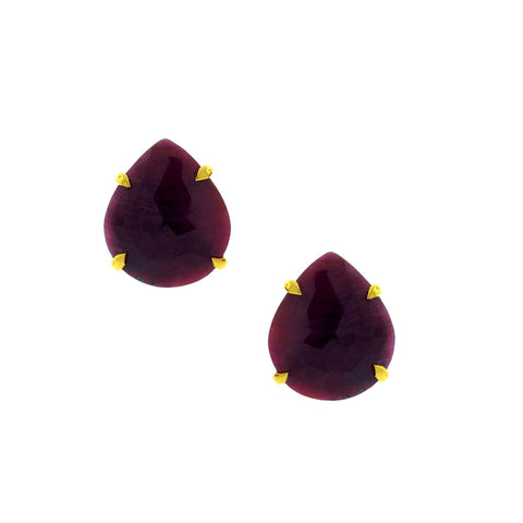 Crimson Wonder Sapphire Stud Earrings