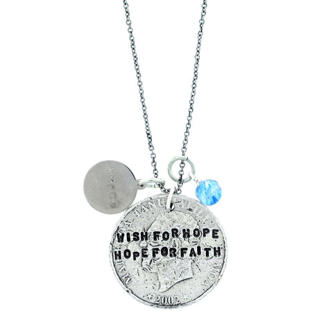 'Wish For Hope, Hope For Faith' Blue Quartz Necklace